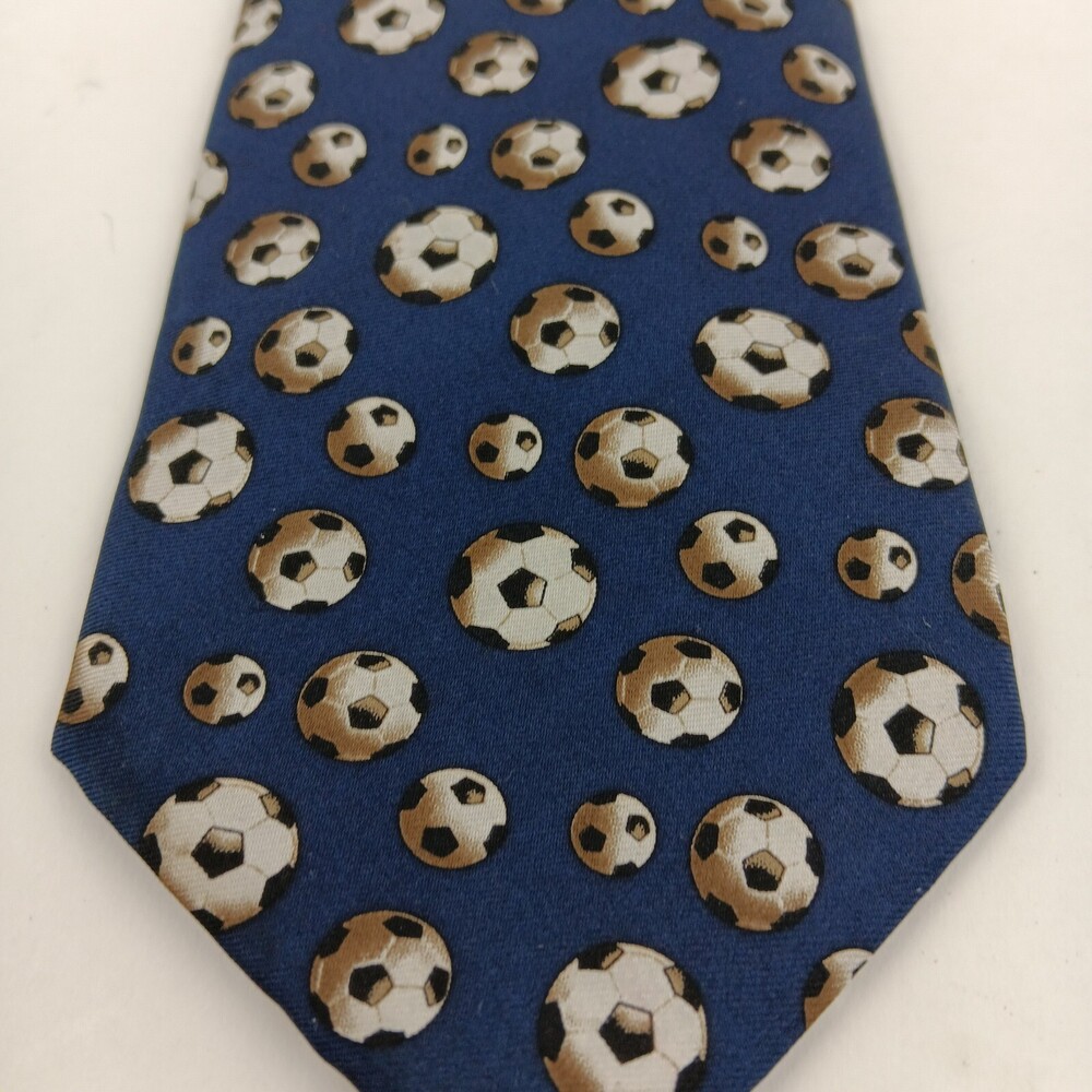 Utopia Men's Multicolor Graphic Print Soccer Ball Necktie - 100% Silk